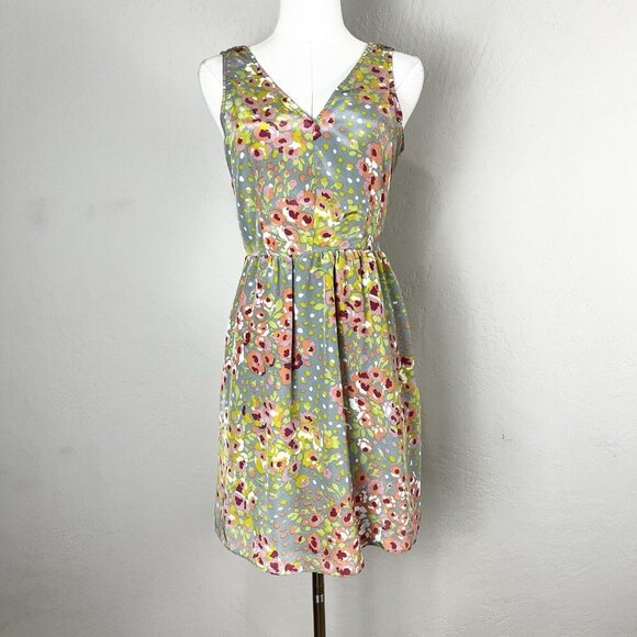 Ark & Co Dresses & Skirts - Ark & Co Mini Dress Fit and Flare Gray Floral Spring Silky Sleeveless Size Small